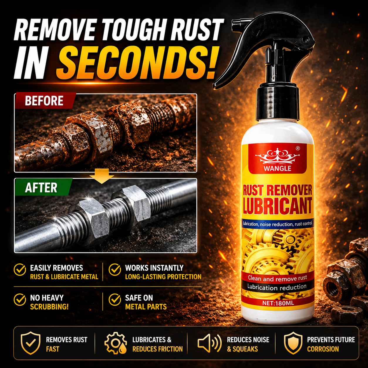 🏆Anti-Rust Lubricant Spray & Rust Remover | 🔥Buy 1 Get 1 FREE🔥